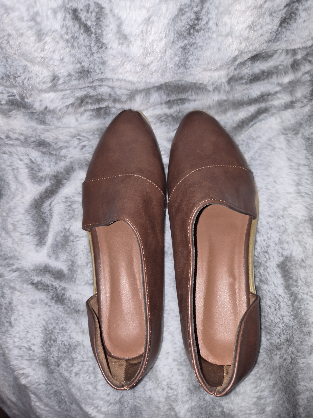 Shein Brown pointed-toe d’Orsay flats-size 10
